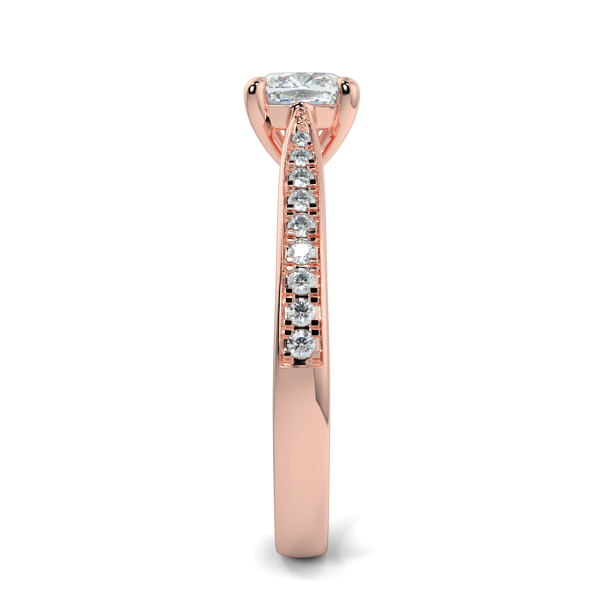 Cushion Shoulder Diamond  Engagement Rings