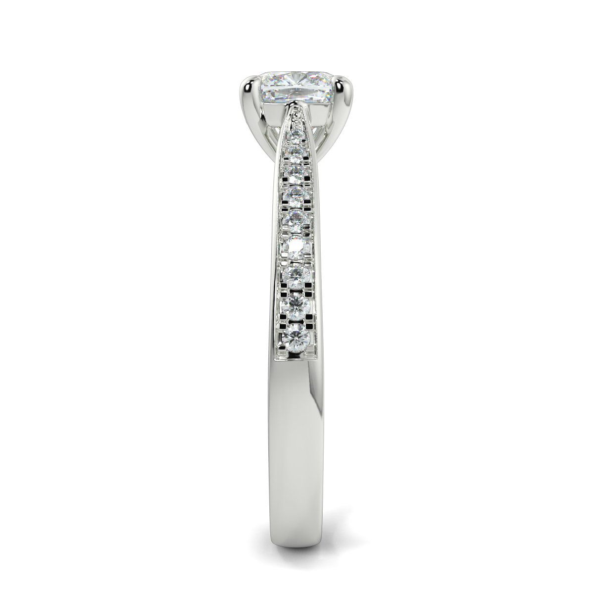 Cushion Shoulder Diamond  Engagement Rings