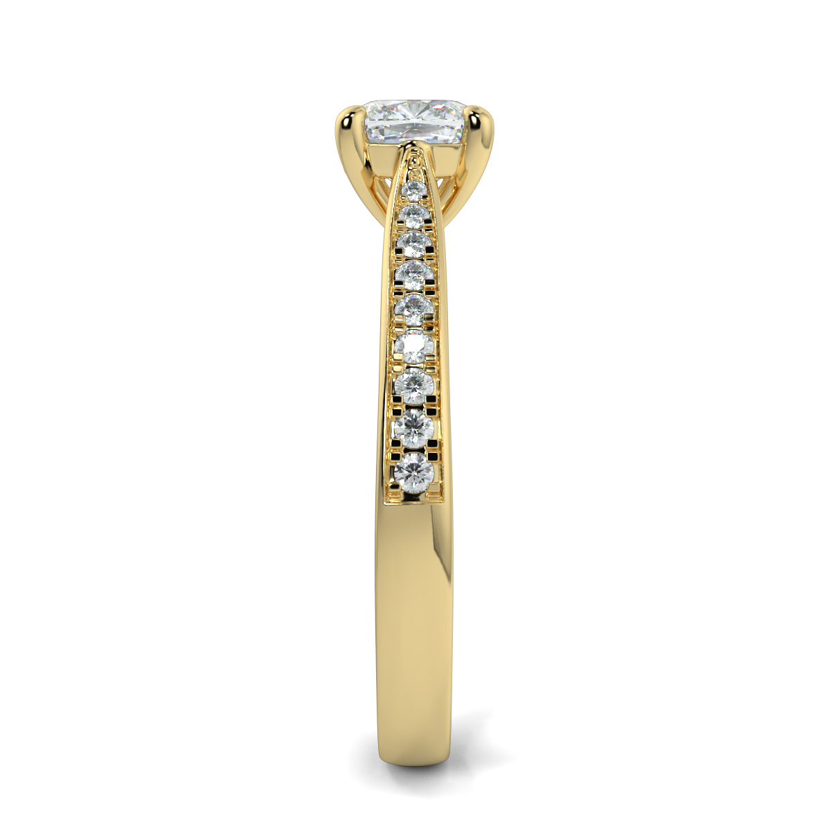 Cushion Shoulder Diamond  Engagement Rings