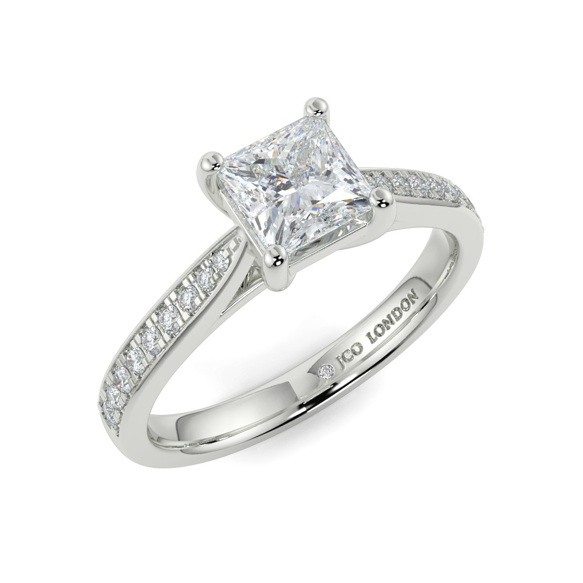 Princess Shoulder Diamond  Engagement Rings