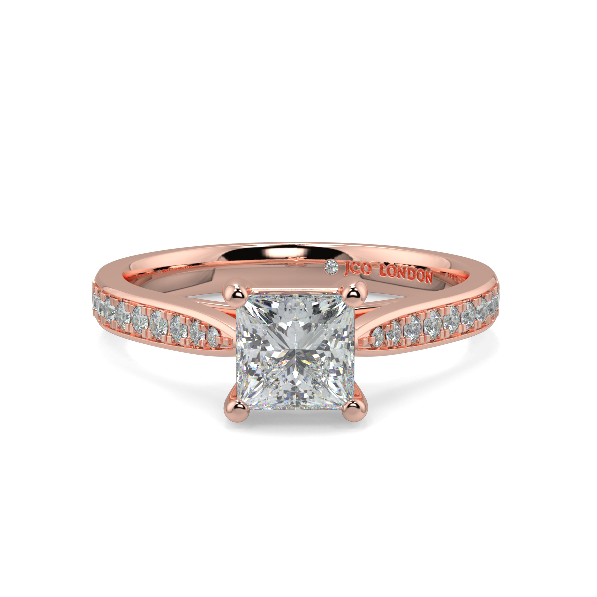 Princess Shoulder Diamond  Engagement Rings