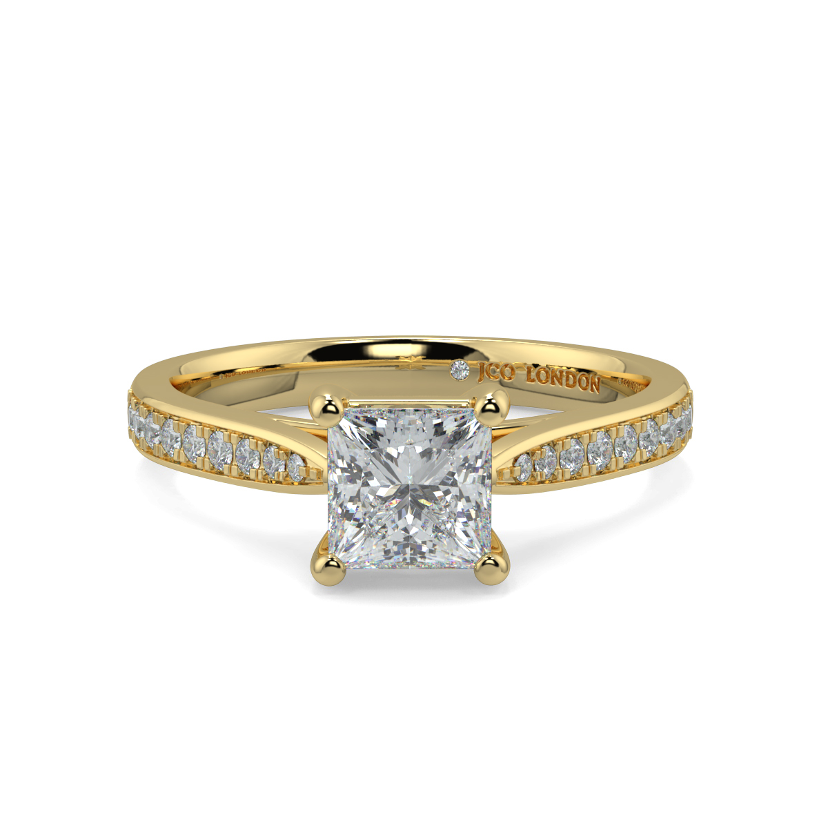 Princess Shoulder Diamond  Engagement Rings