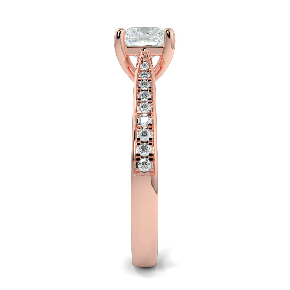 Princess Shoulder Diamond  Engagement Rings