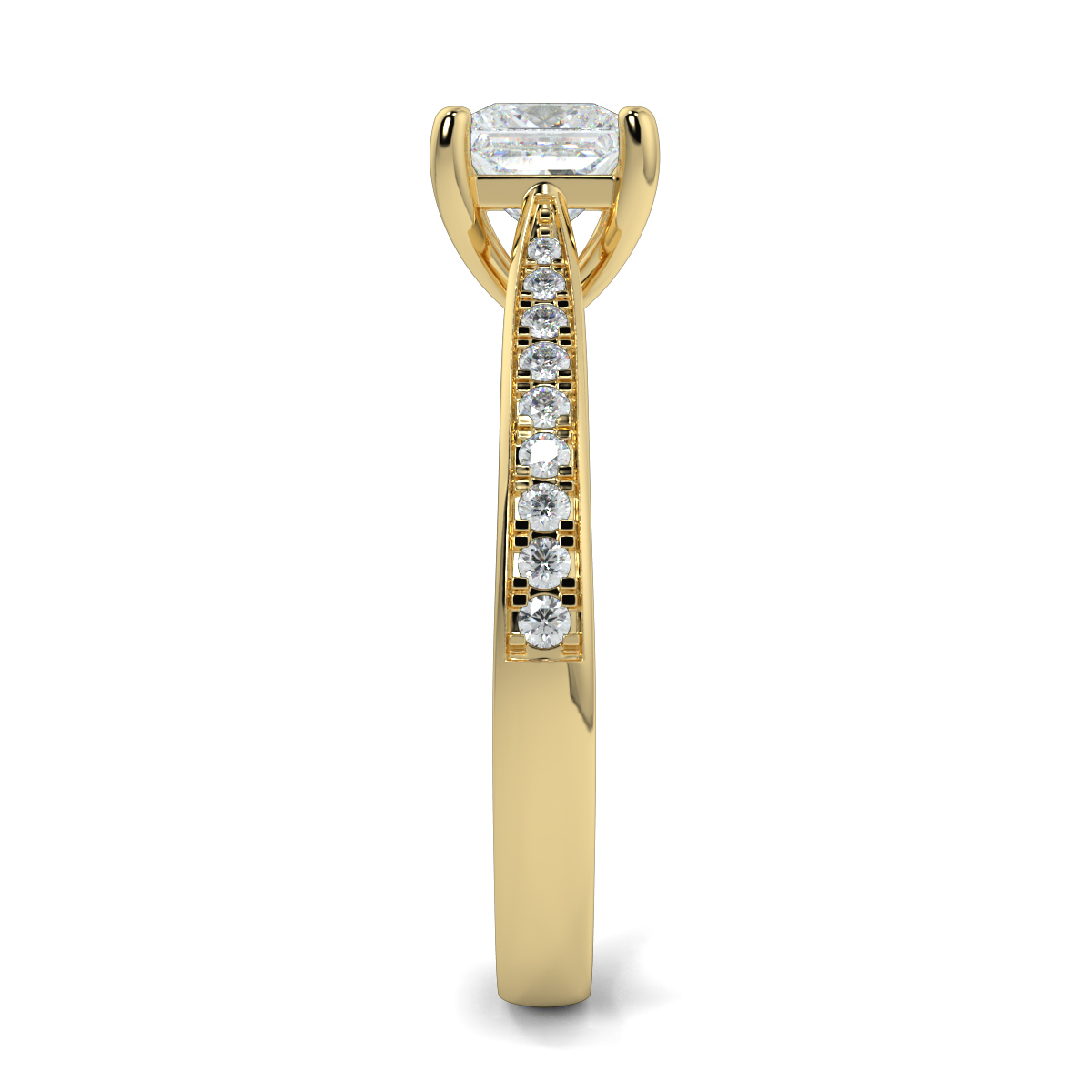 Princess Shoulder Diamond  Engagement Rings