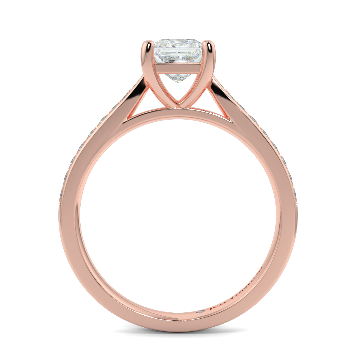 Princess Shoulder Diamond  Engagement Rings