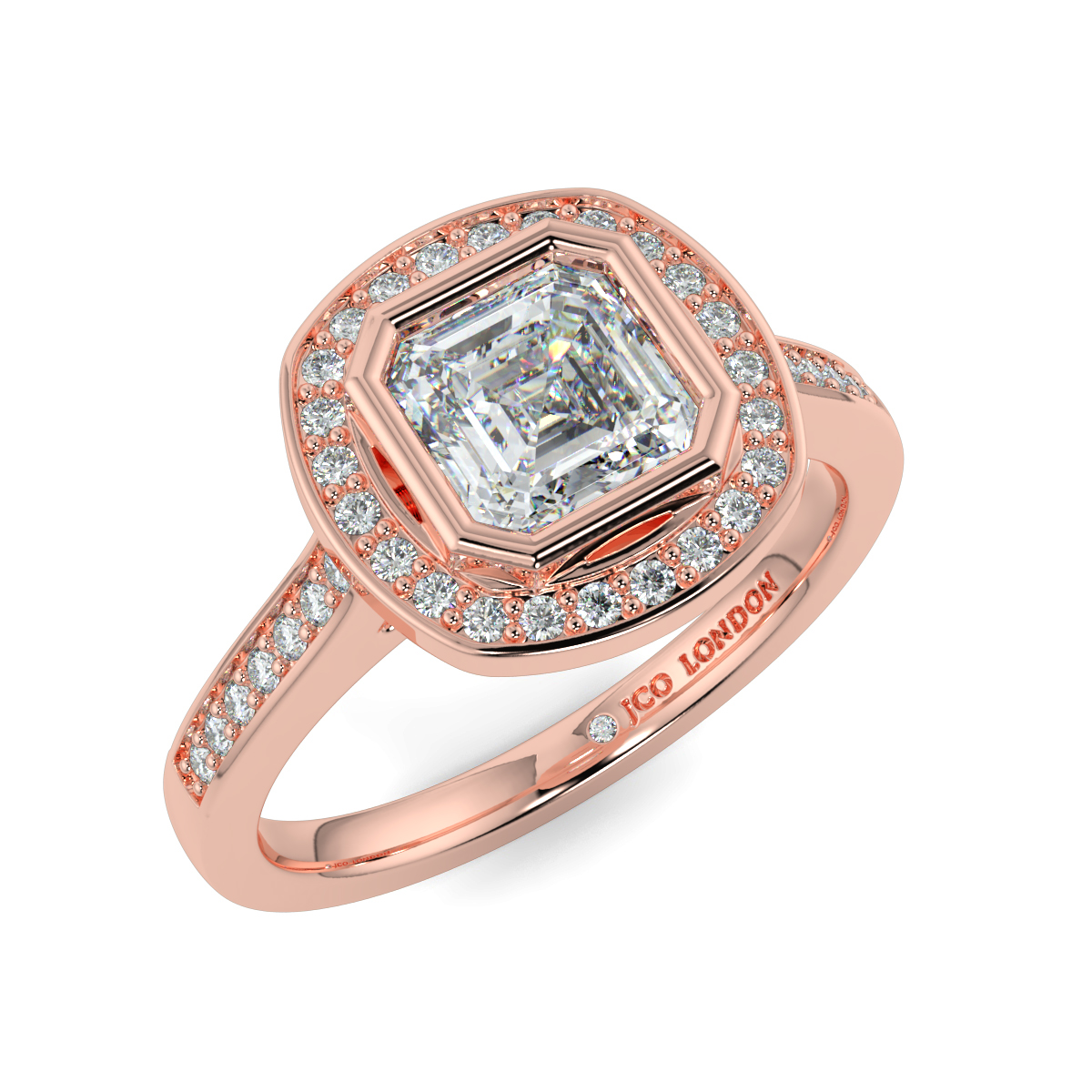 Asscher Halo Engagement Rings