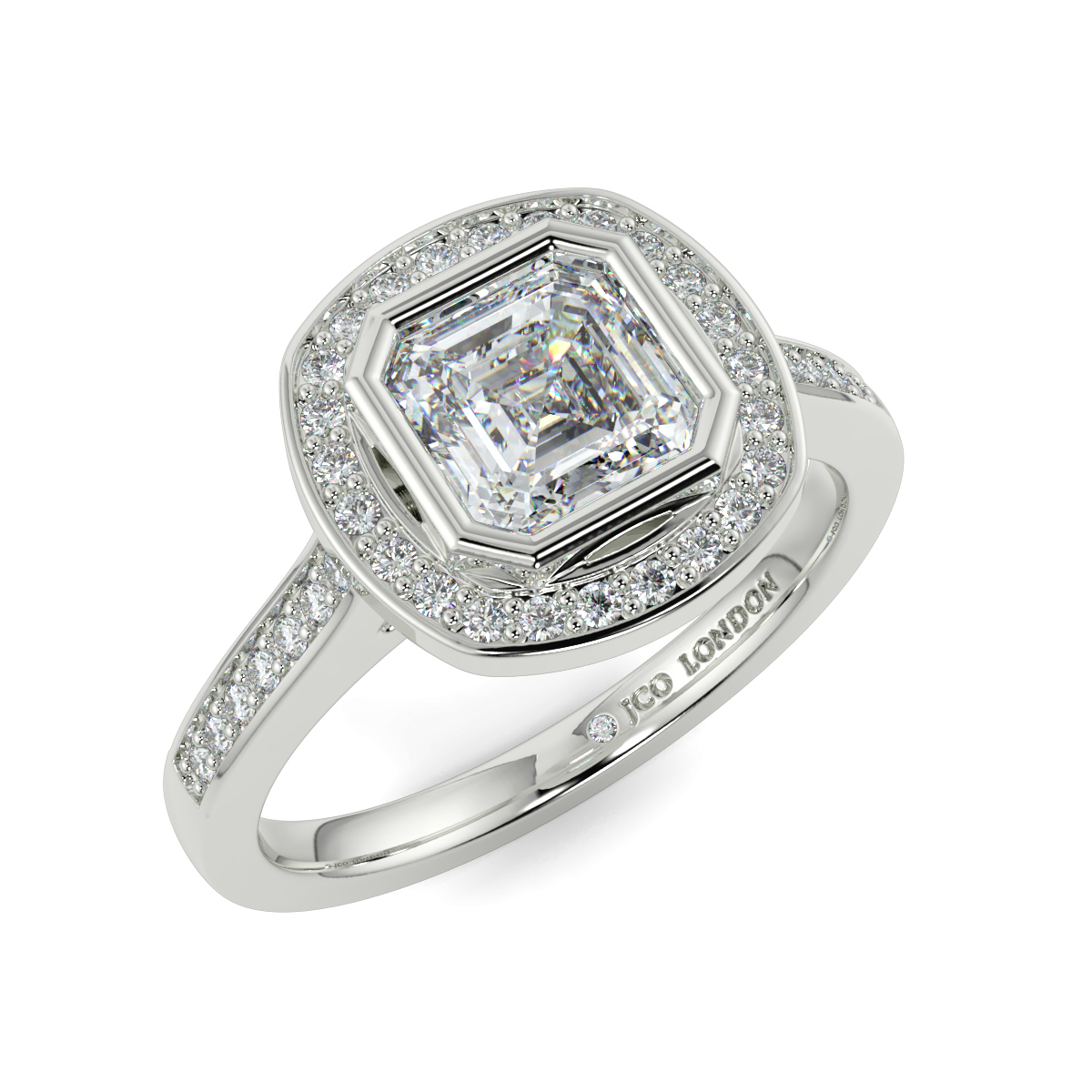 Asscher Halo Engagement Rings