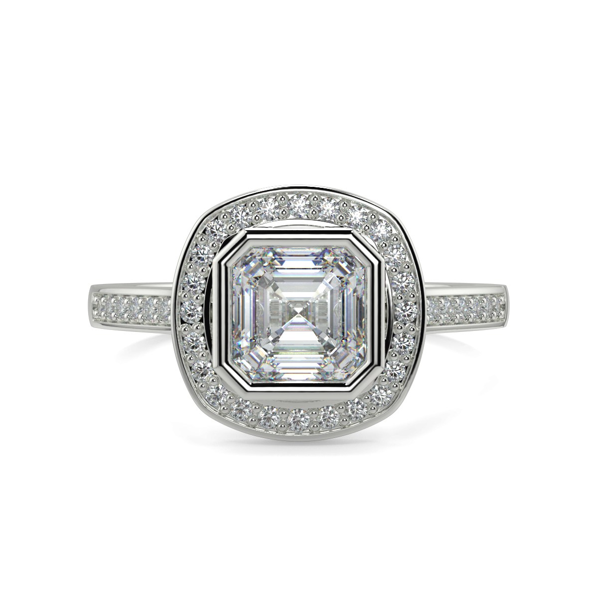 Asscher Halo Engagement Rings