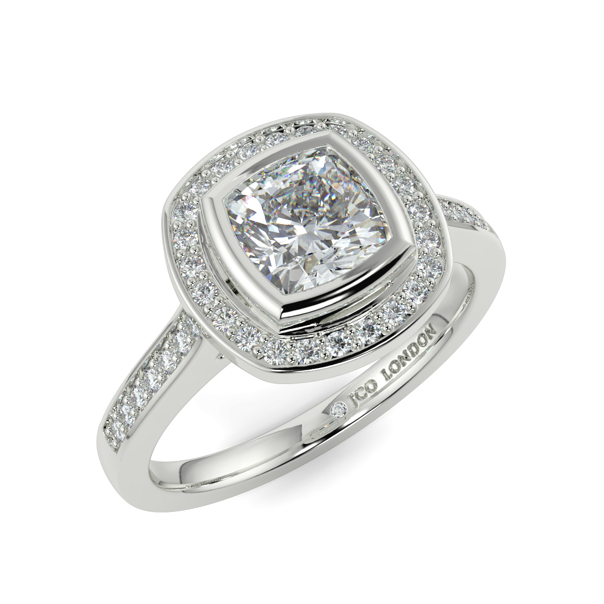 Cushion Halo Engagement Rings