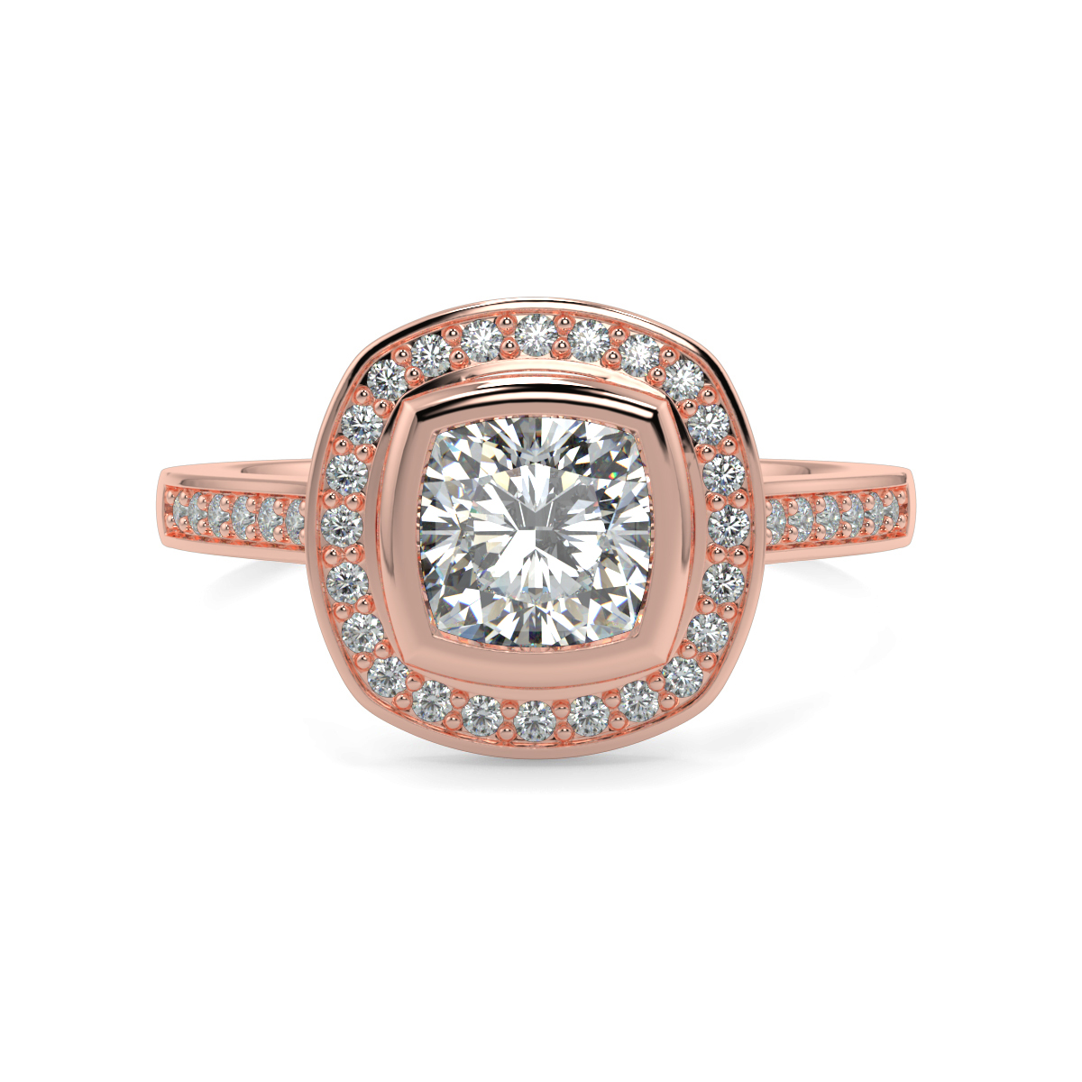 Cushion Halo Engagement Rings