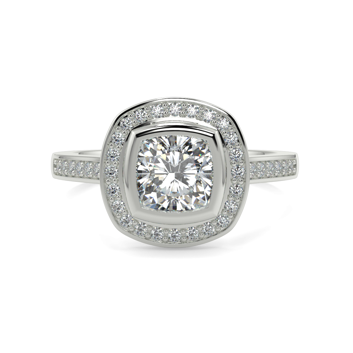 Cushion Halo Engagement Rings