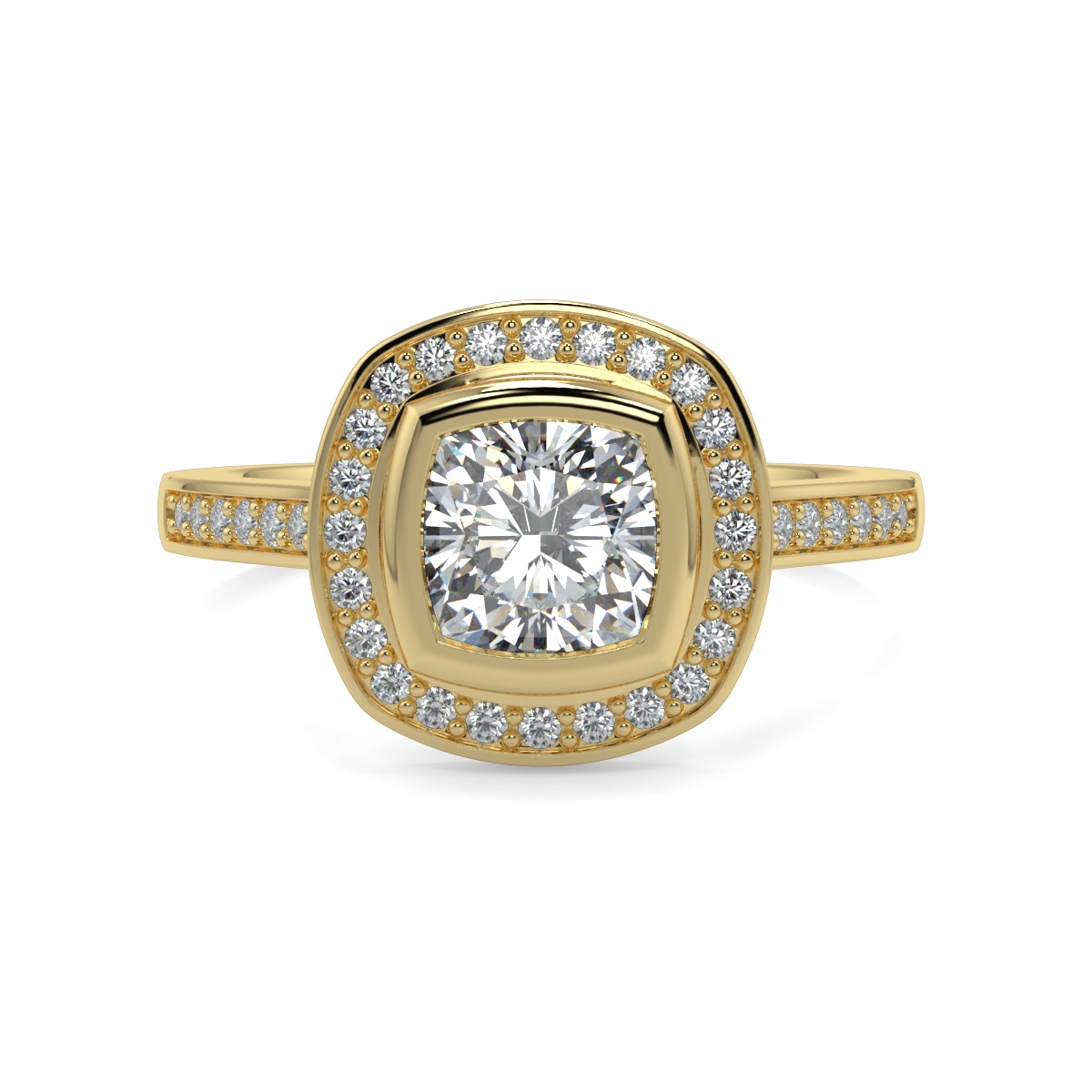 Cushion Halo Engagement Rings