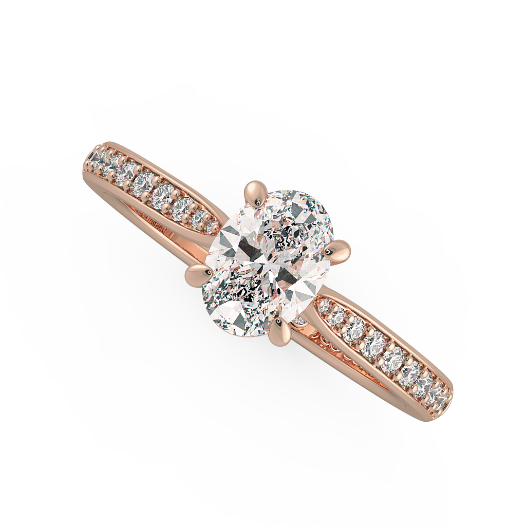 Oval Shoulder Diamond  Engagement Rings