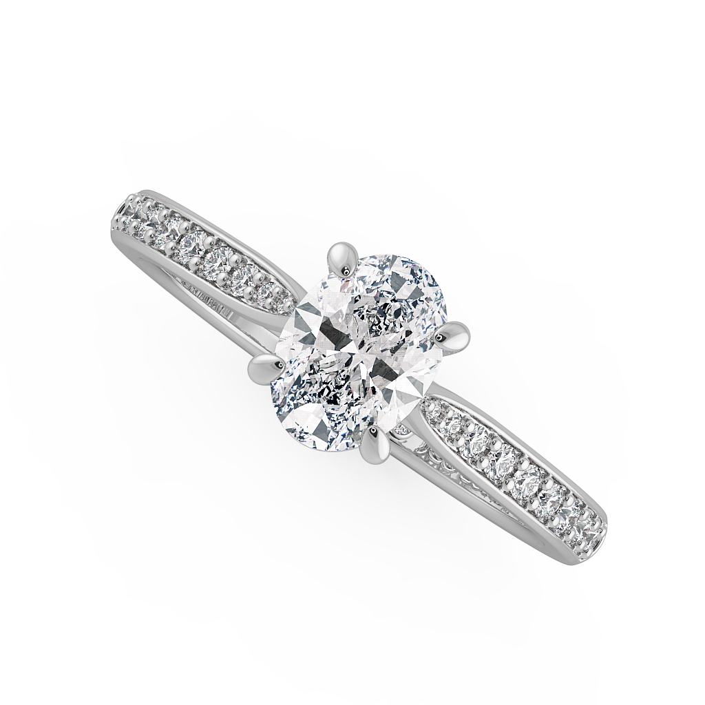 Oval Shoulder Diamond  Engagement Rings