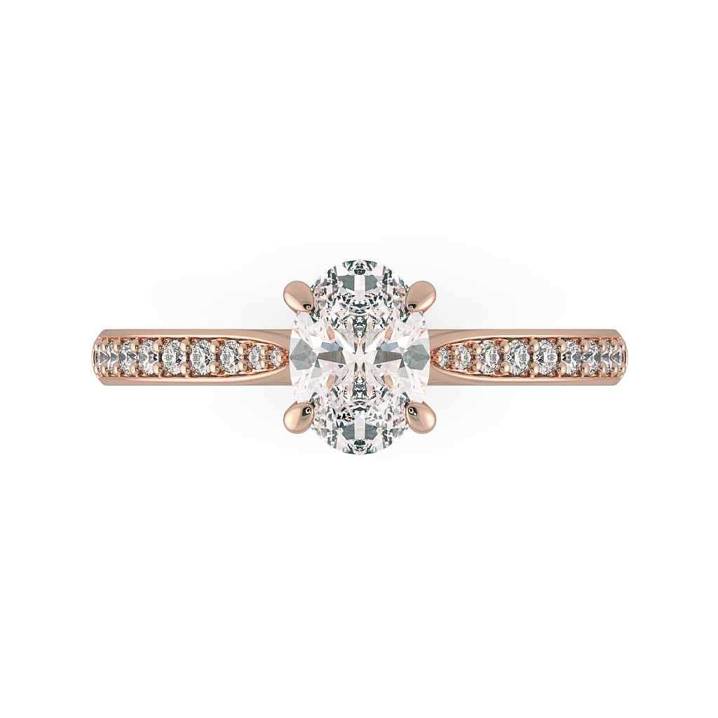 Oval Shoulder Diamond  Engagement Rings