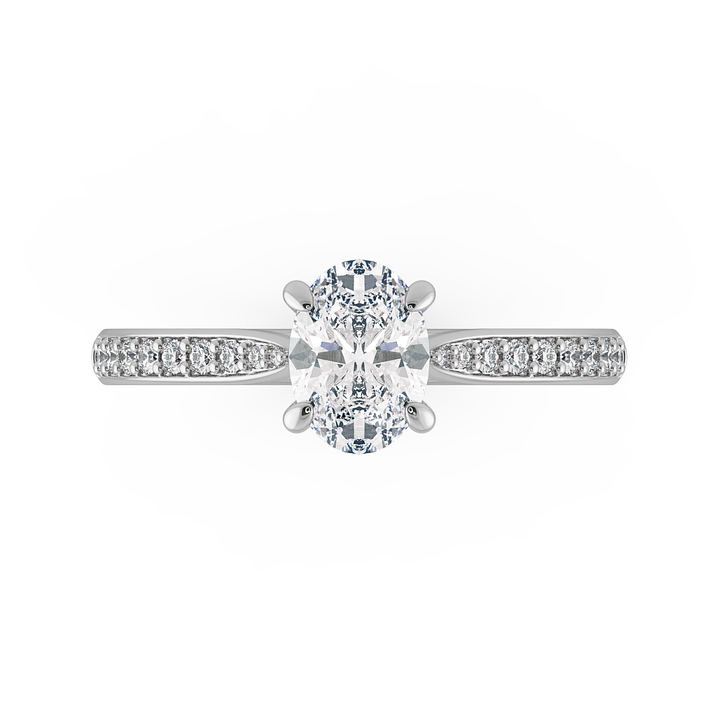 Oval Shoulder Diamond  Engagement Rings