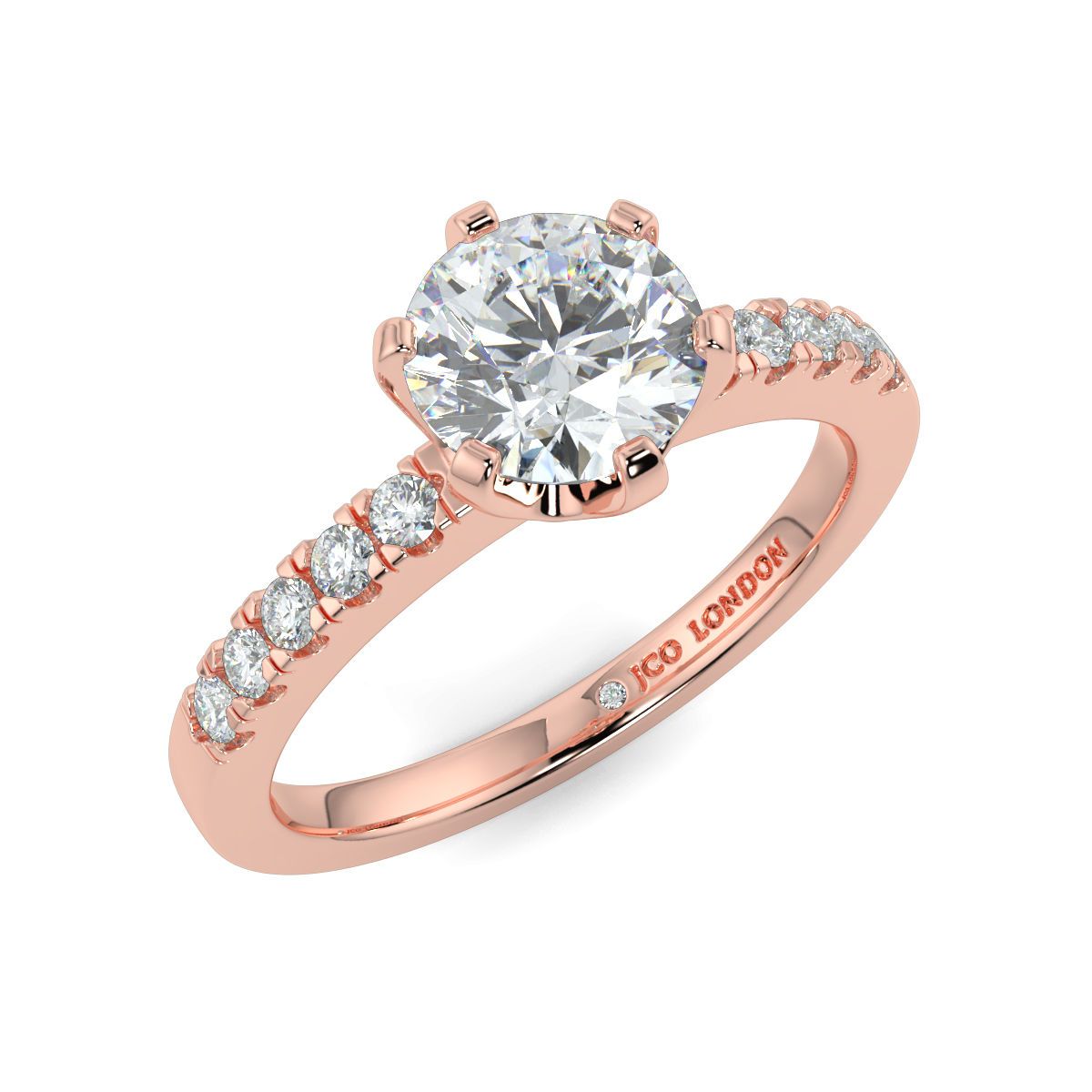 Round Shoulder Diamond  Engagement Rings