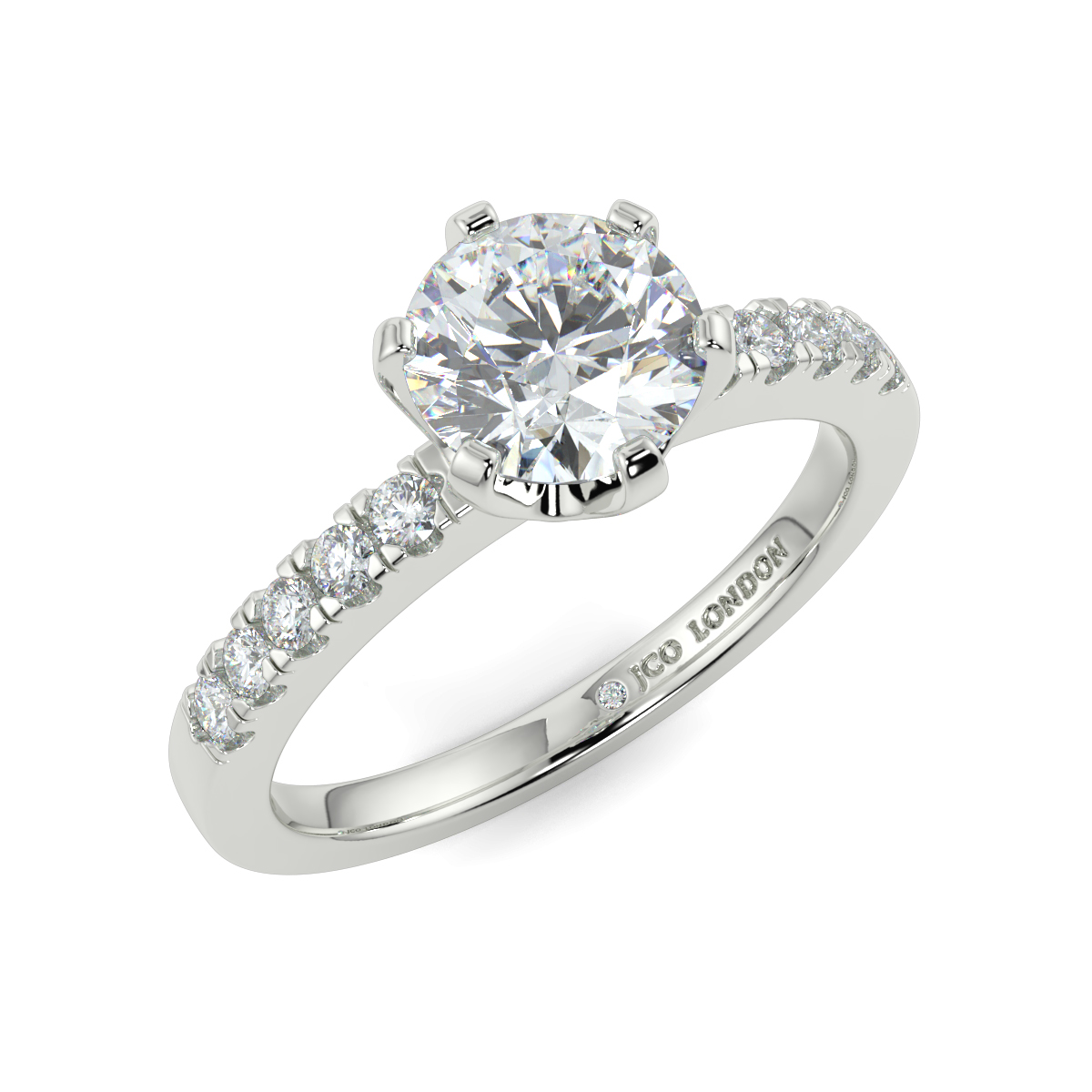 Round Shoulder Diamond  Engagement Rings