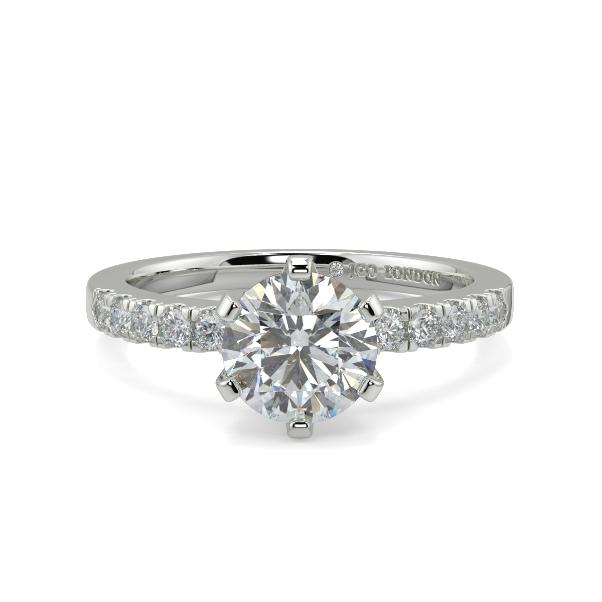 Round Shoulder Diamond  Engagement Rings