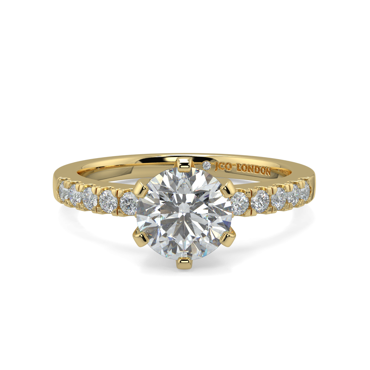 Round Shoulder Diamond  Engagement Rings