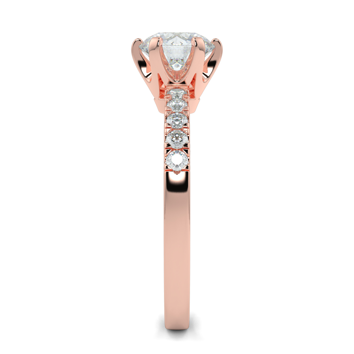 Round Shoulder Diamond  Engagement Rings