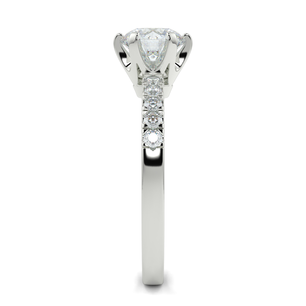 Round Shoulder Diamond  Engagement Rings