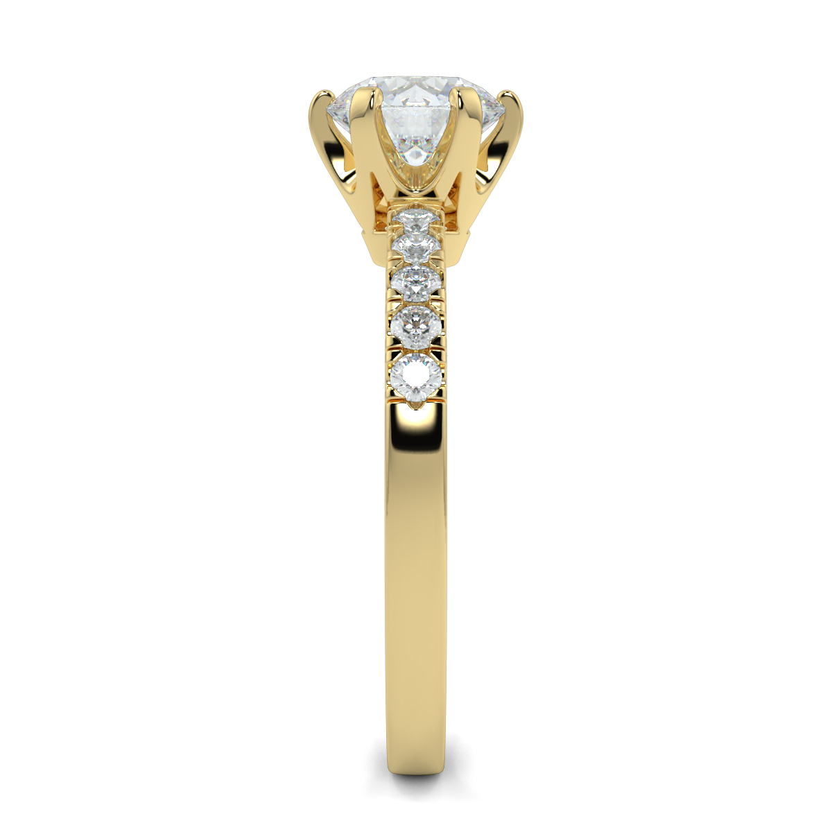 Round Shoulder Diamond  Engagement Rings