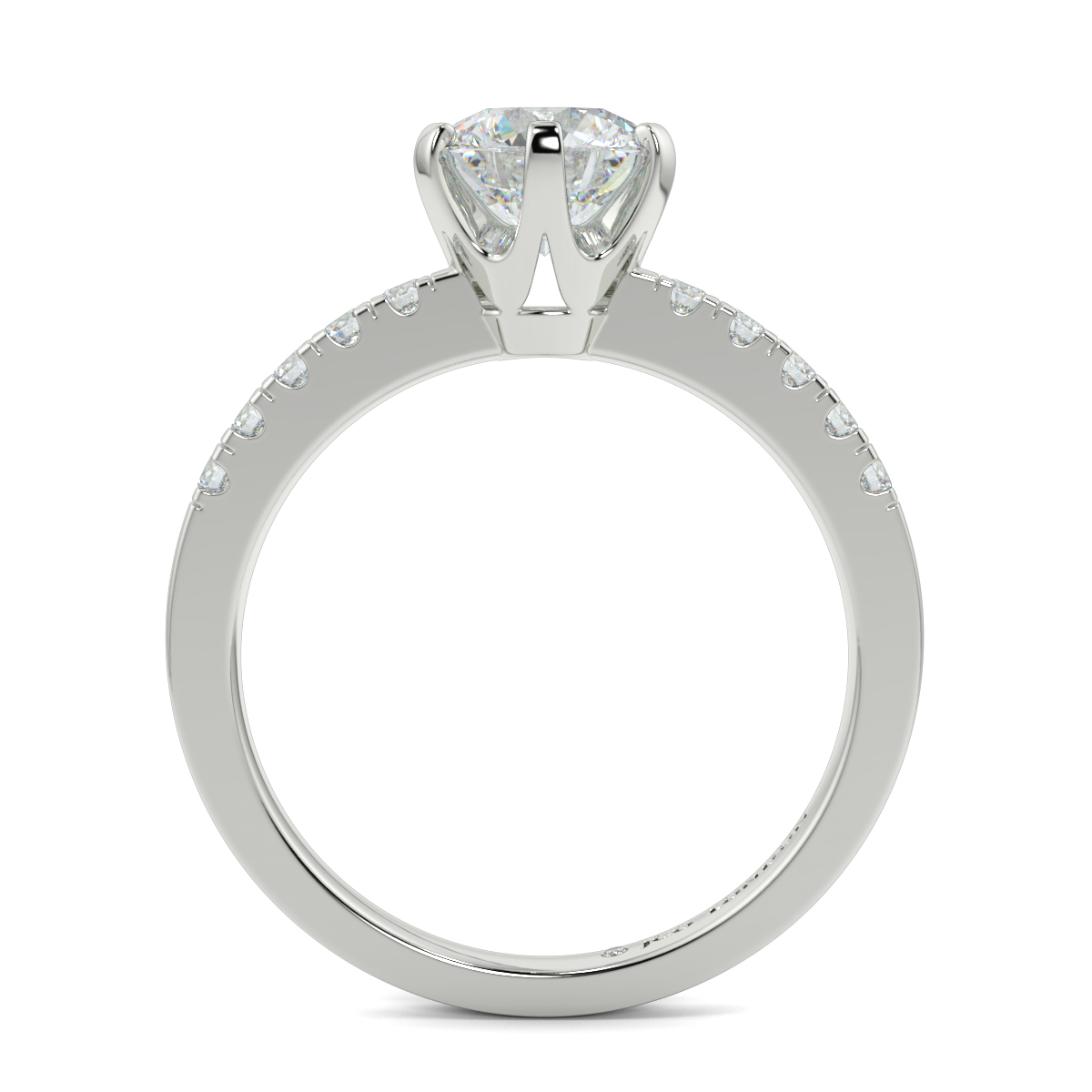 Round Shoulder Diamond  Engagement Rings