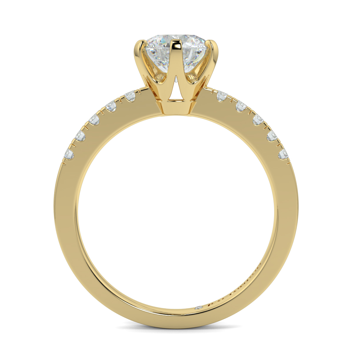 Round Shoulder Diamond  Engagement Rings