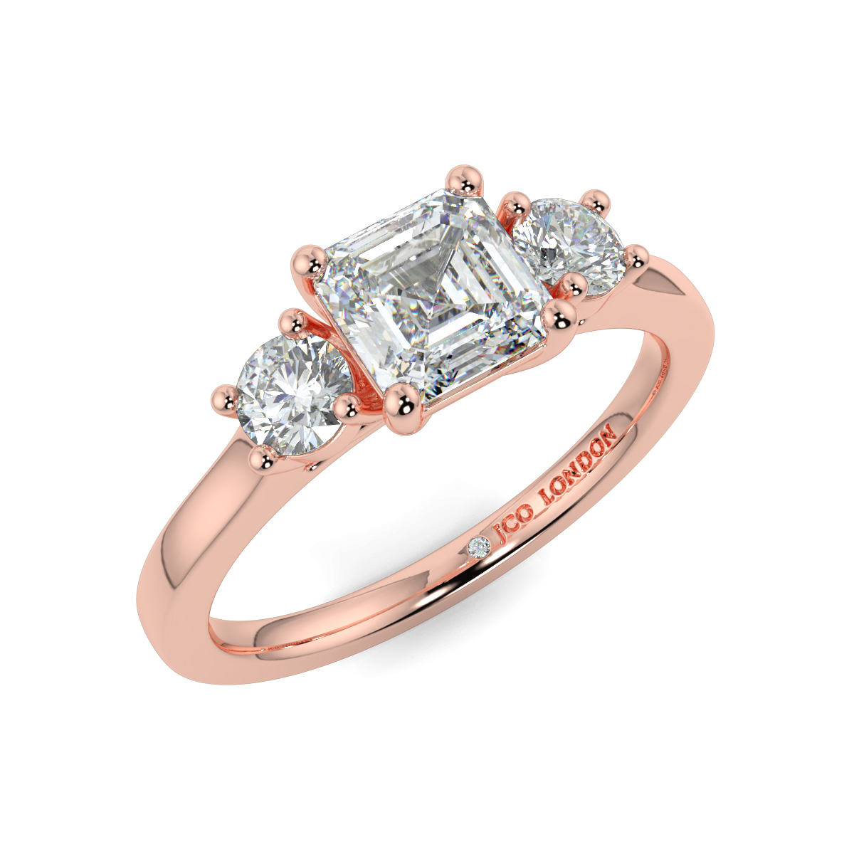 Asscher Three Stone Engagement Rings