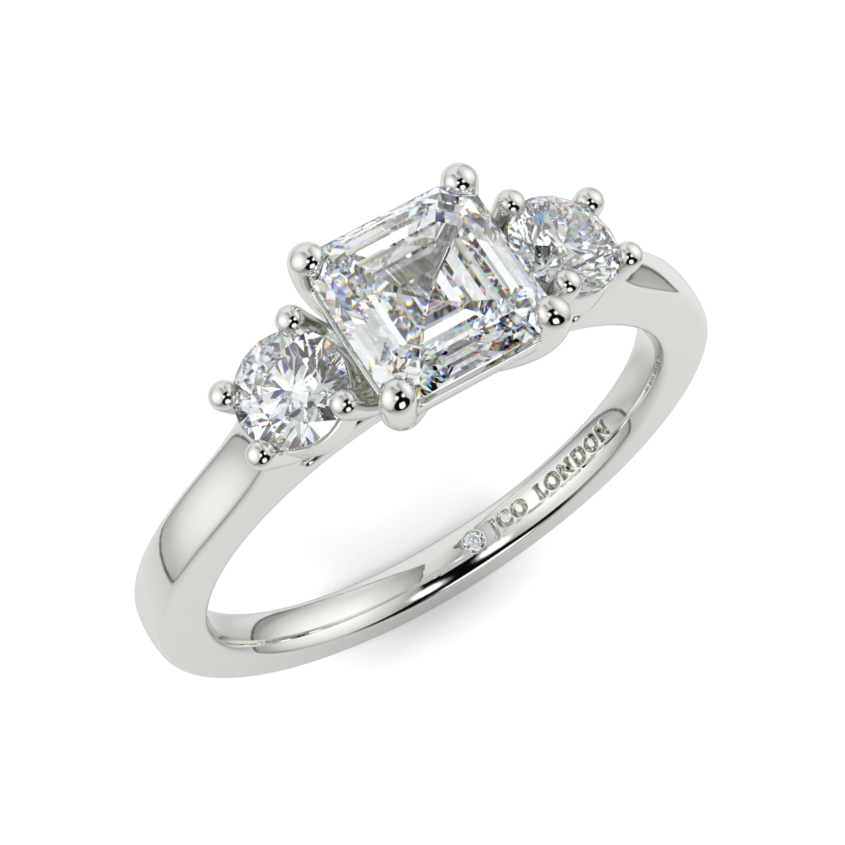 Asscher Three Stone Engagement Rings