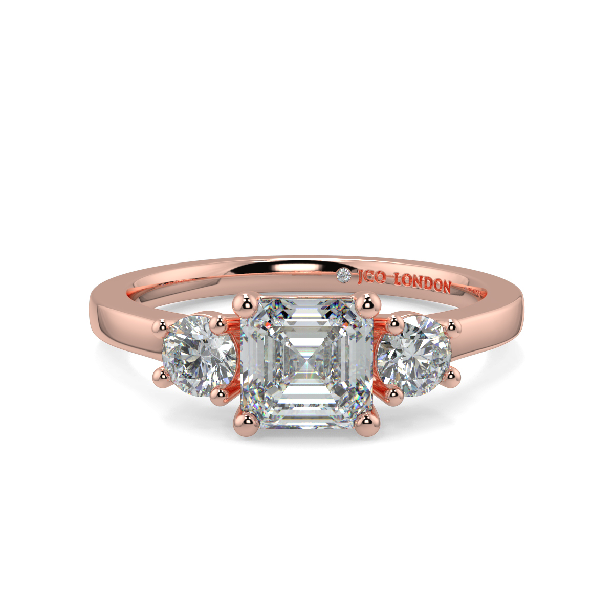 Asscher Three Stone Engagement Rings
