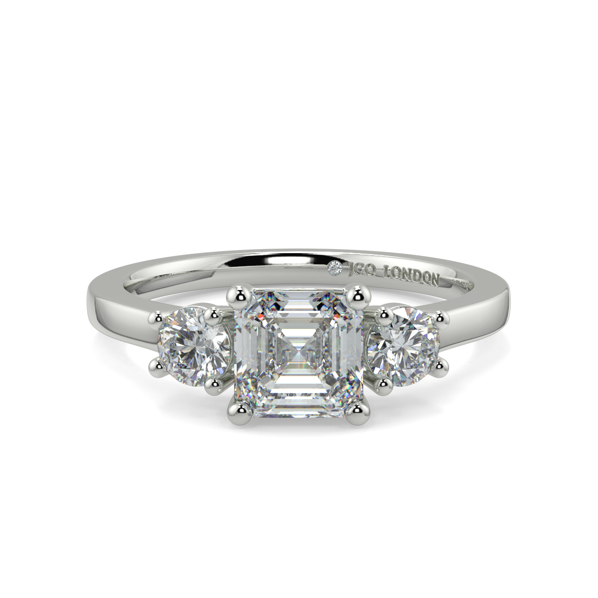 Asscher Three Stone Engagement Rings
