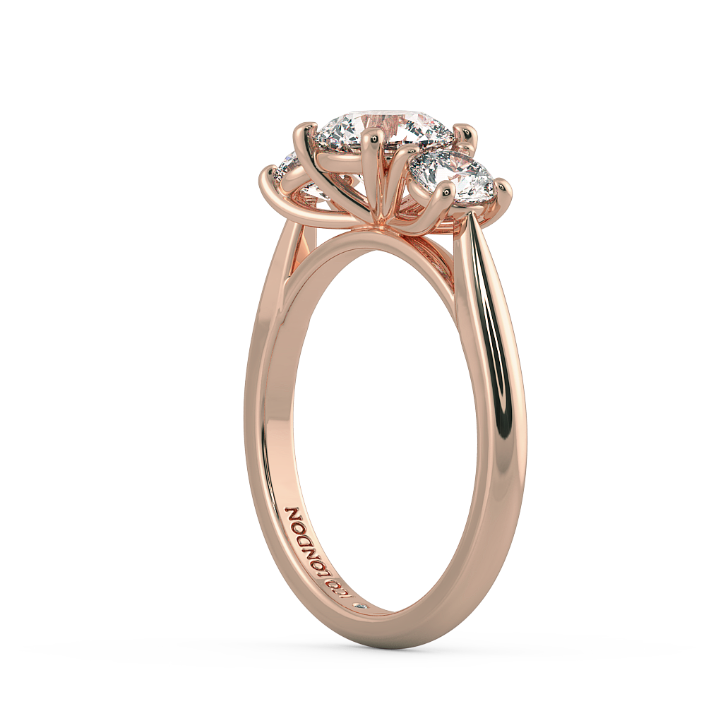 Round Three Stone Engagement Rings