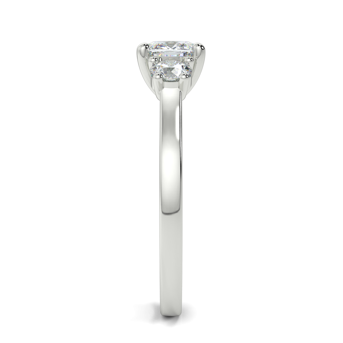 Cushion Three Stone Engagement Rings
