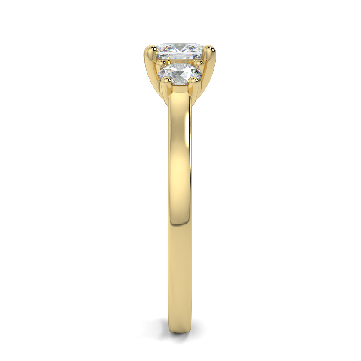 Cushion Three Stone Engagement Rings