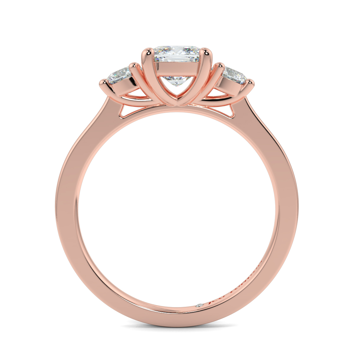 Cushion Three Stone Engagement Rings