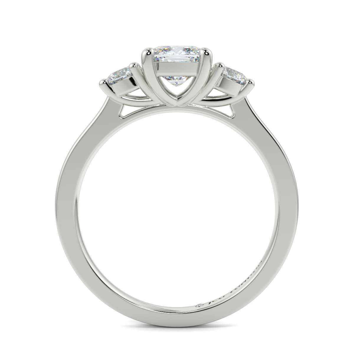 Cushion Three Stone Engagement Rings