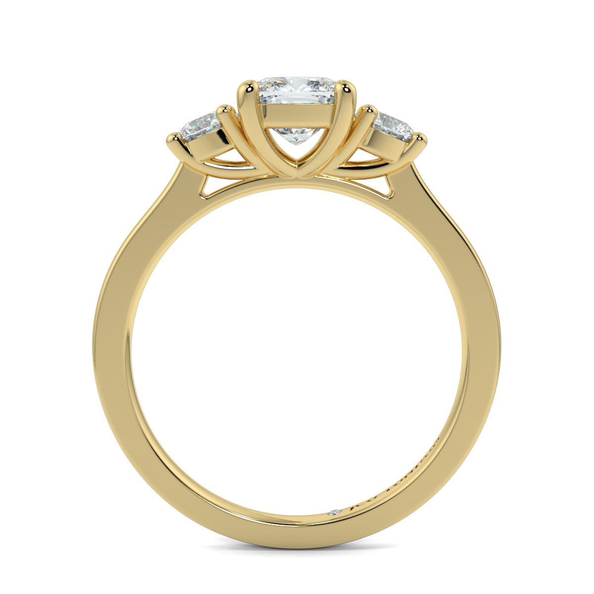 Cushion Three Stone Engagement Rings