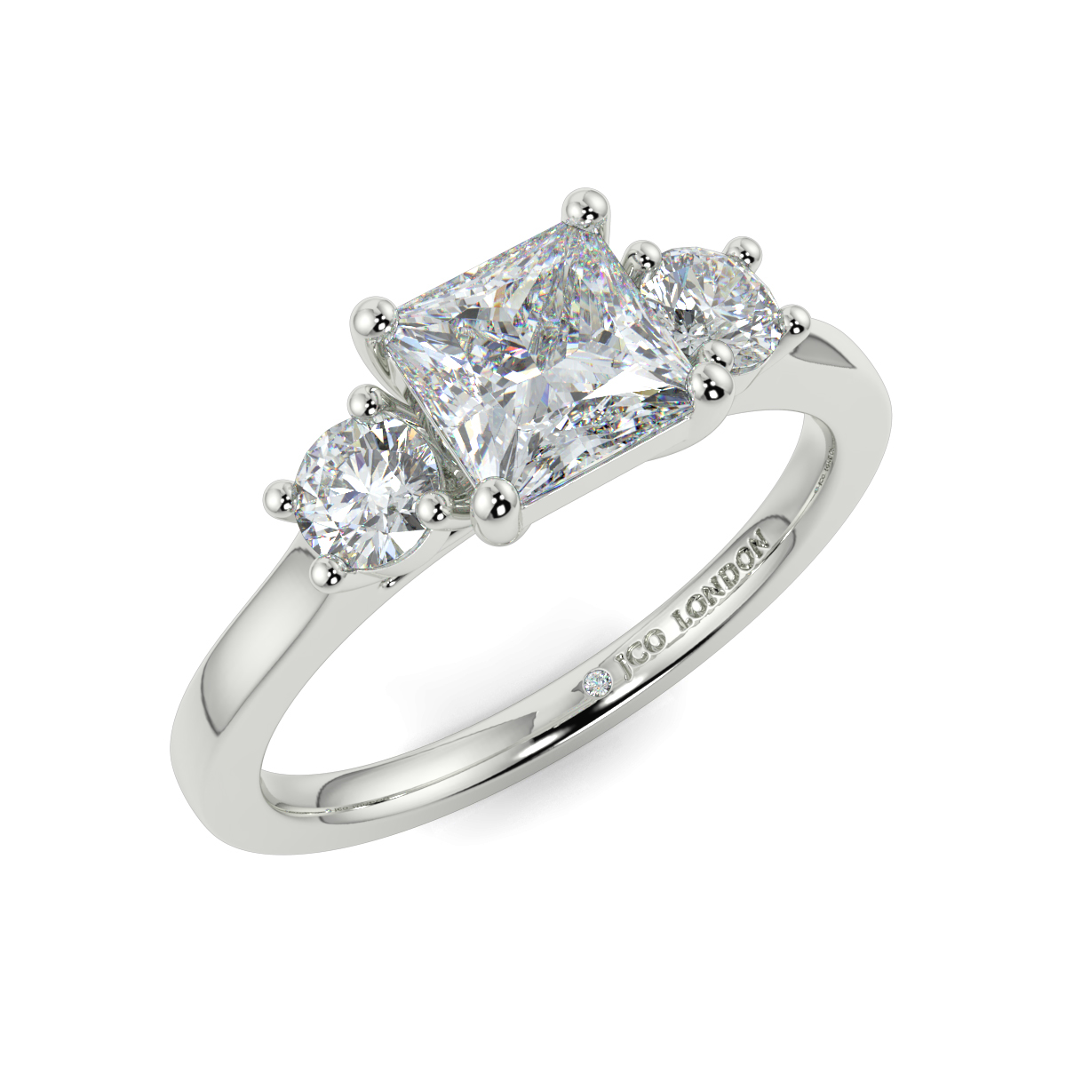 Princess Three Stone Engagement Rings