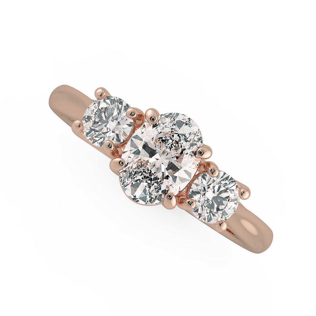 Oval Three Stone Engagement Rings