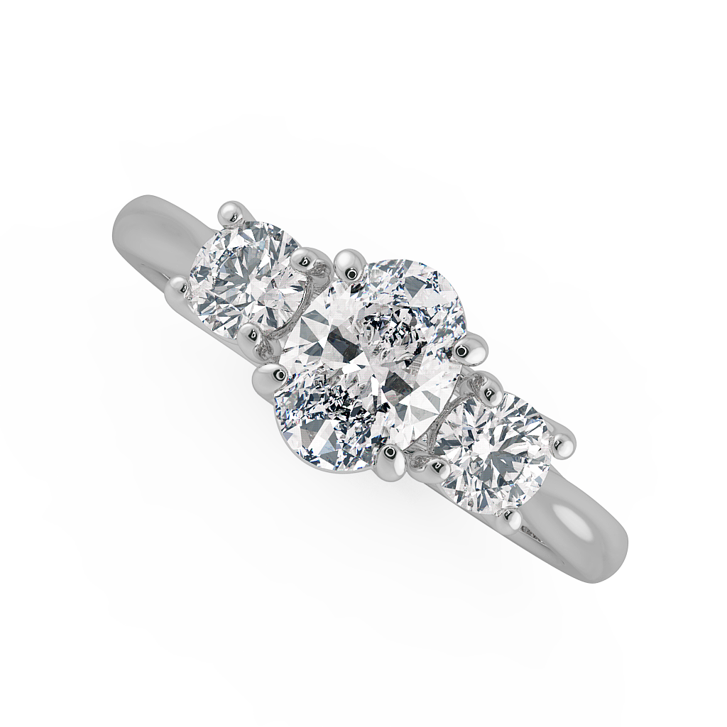 Oval Three Stone Engagement Rings