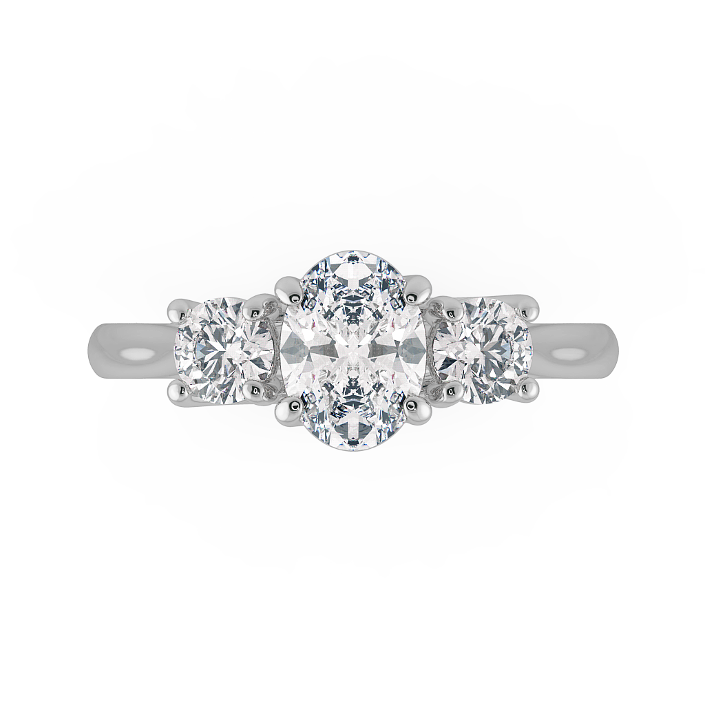 Oval Three Stone Engagement Rings