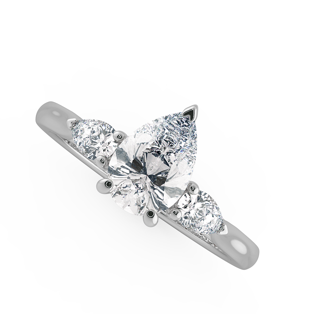 Pear Three Stone Engagement Rings