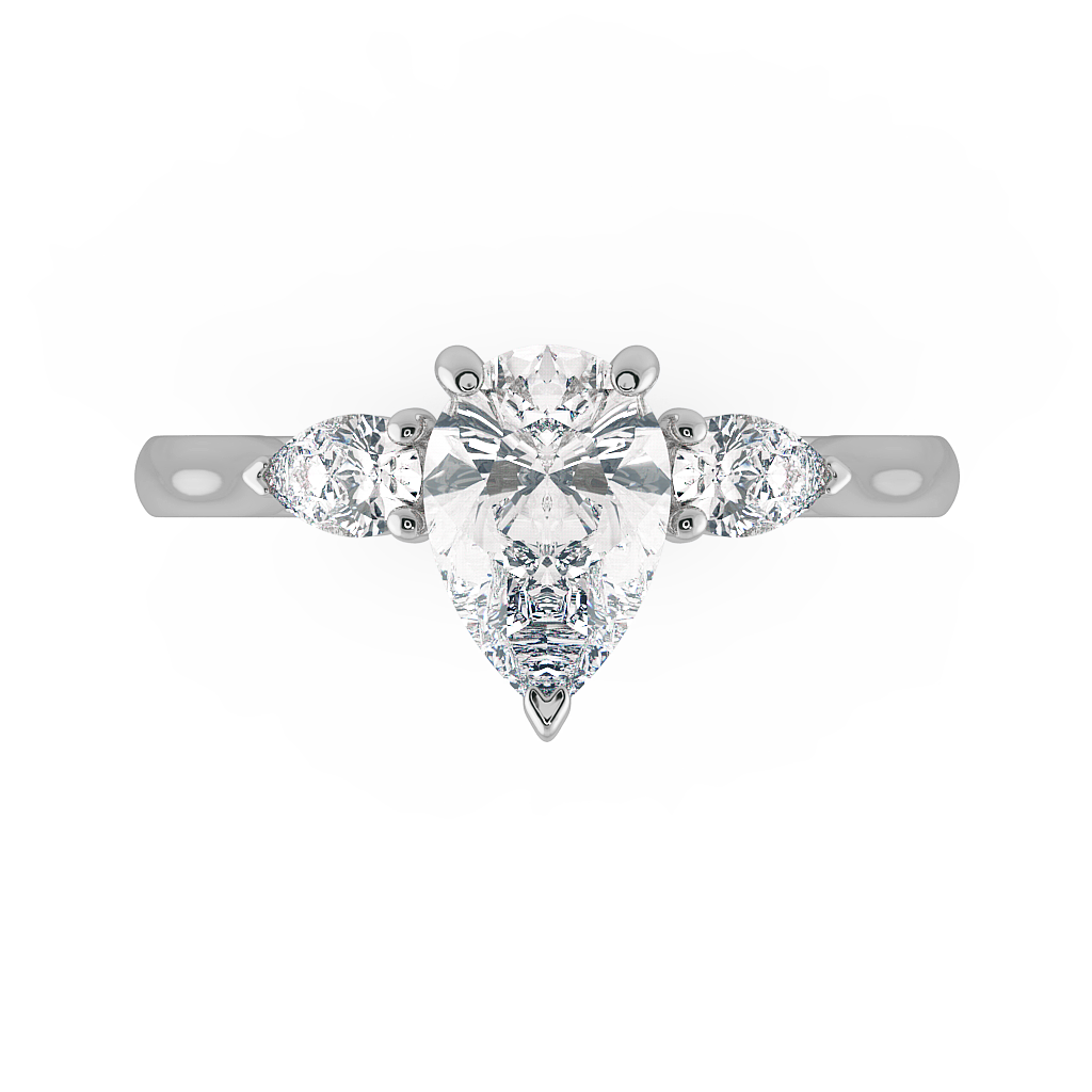Pear Three Stone Engagement Rings