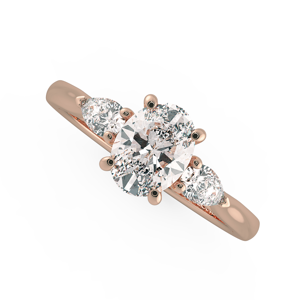 Oval Three Stone Engagement Rings