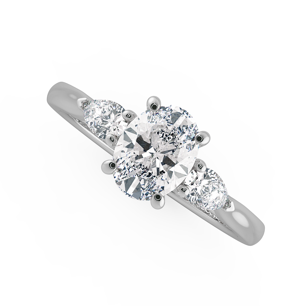Oval Three Stone Engagement Rings
