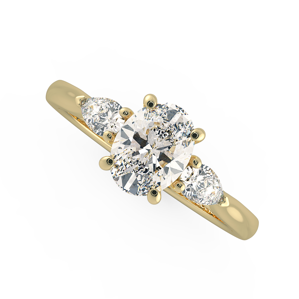 Oval Three Stone Engagement Rings