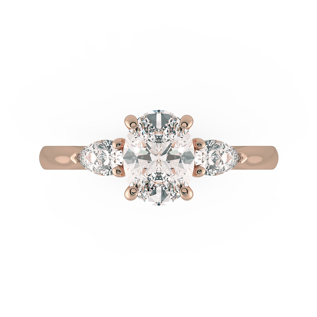 Oval Three Stone Engagement Rings