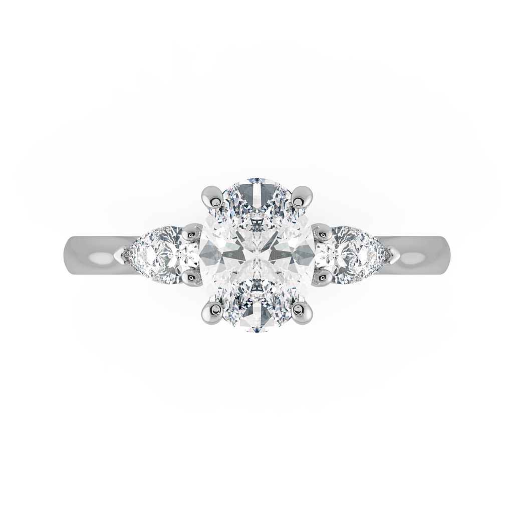 Oval Three Stone Engagement Rings